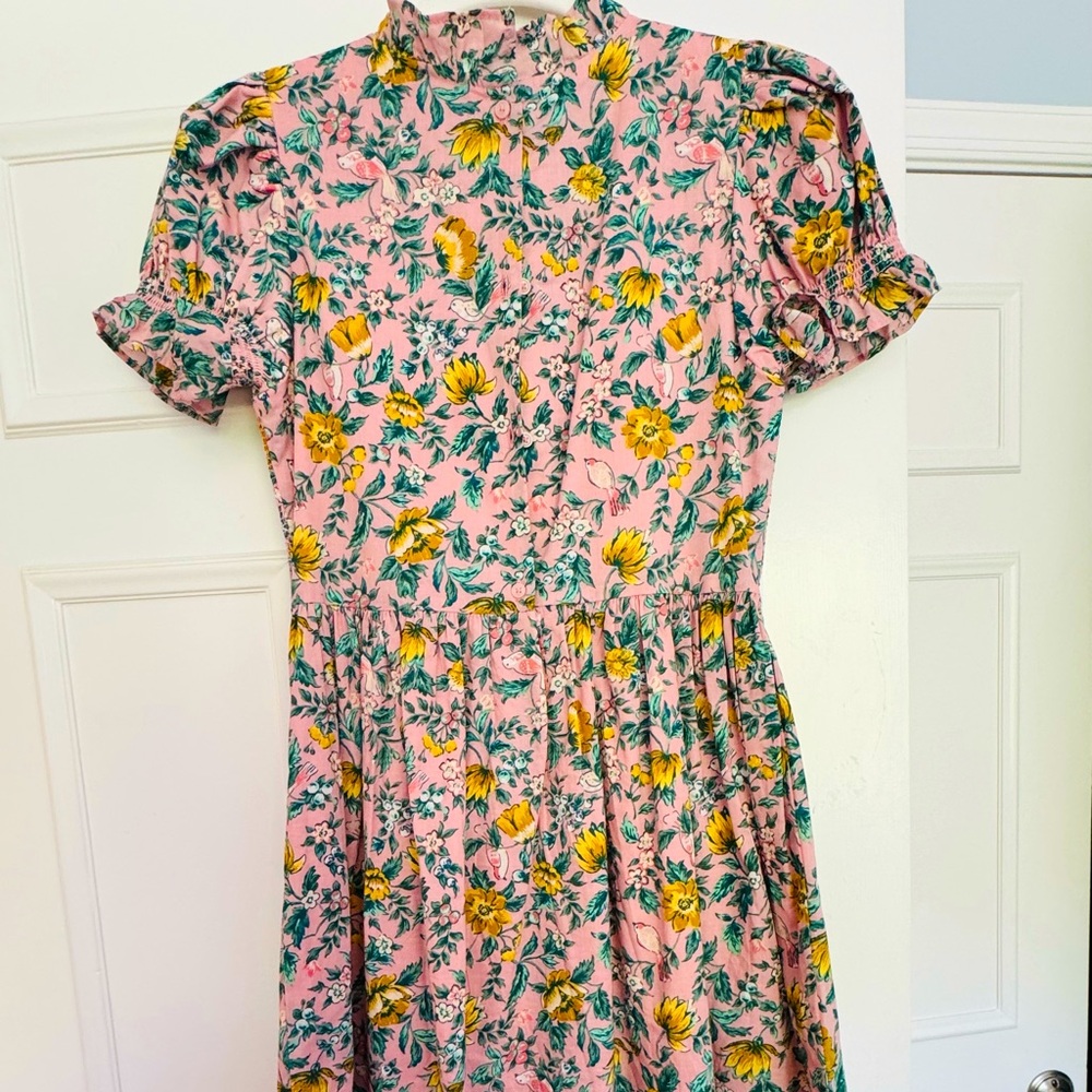 Janie and Jack Pink Floral Dress with Yellow Sunflower Print